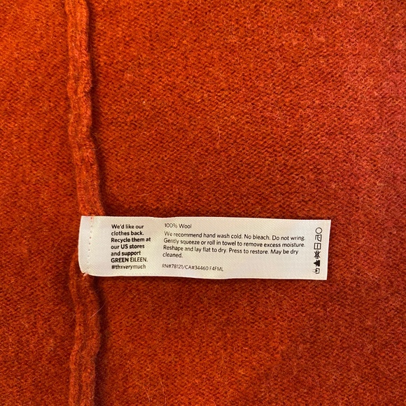 Eileen Fisher Button Front Cardigan Sweater Jacket Burnt Orange Wool Medium - Picture 8 of 8